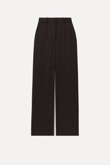 Wool Blend Wide Leg Suit Trousers