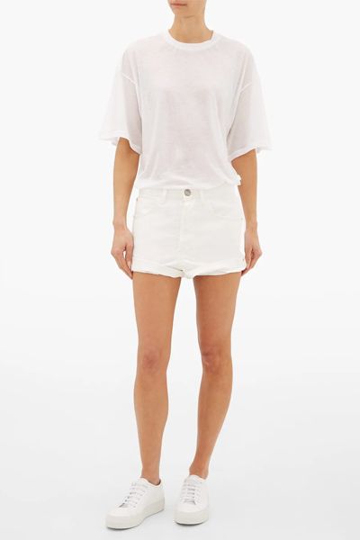 Rivet Cut-Off Denim Shorts from Raey