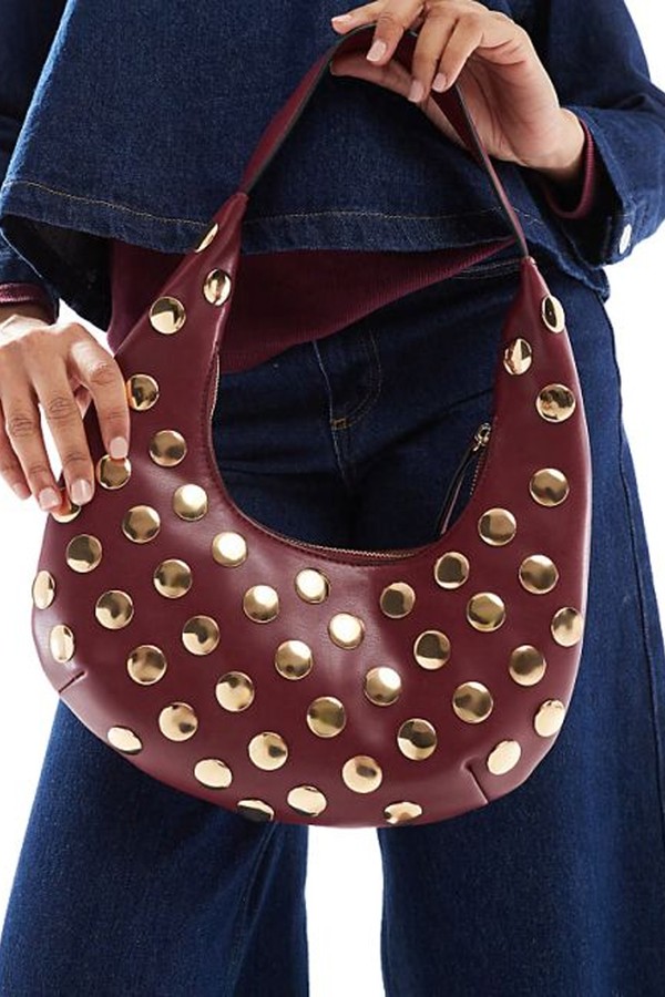 Half Moon Studded Shoulder Bag from ASOS DESIGN