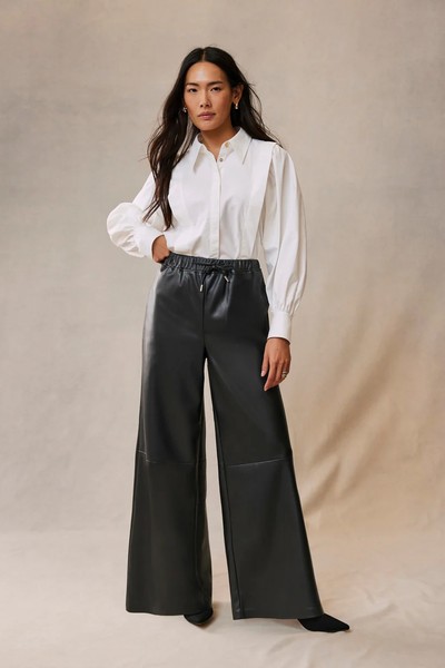 Faux Leather Wide Leg Trousers from Mint Velvet