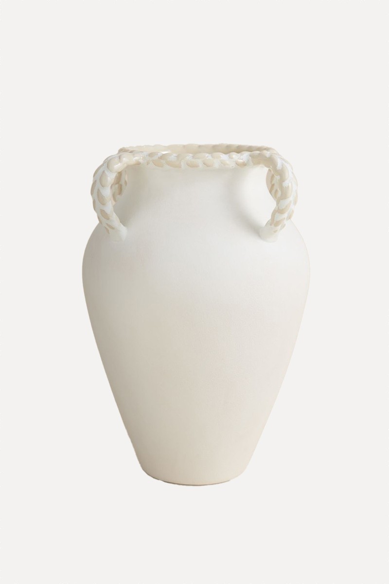 Large Twist Handle Ceramic Vase