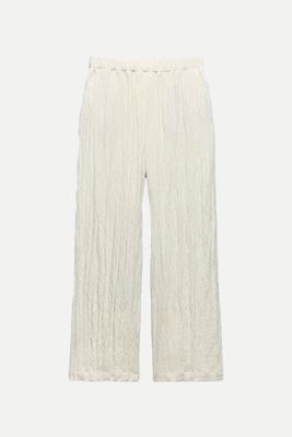 Creased-Effect Palazzo Trousers