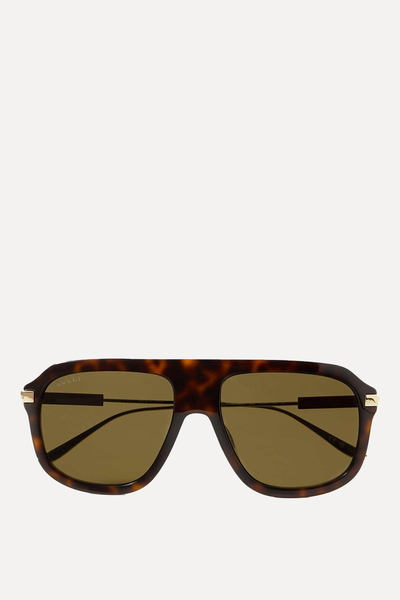 Aviator-Style Tortoiseshell Acetate and Gold-Tone Sunglasses from Gucci