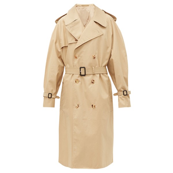 Double-Breasted Belted Cotton Trench Coat from Wardrobe.NYC