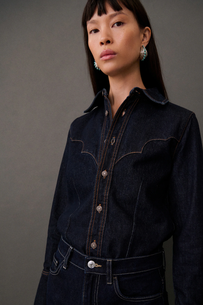 Denim Shirt With Seams from Mango