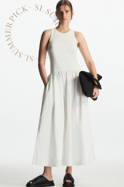 Contrast Panel Midi Dress