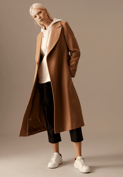 Wool Rich Belted Longline Coat with Cashmere