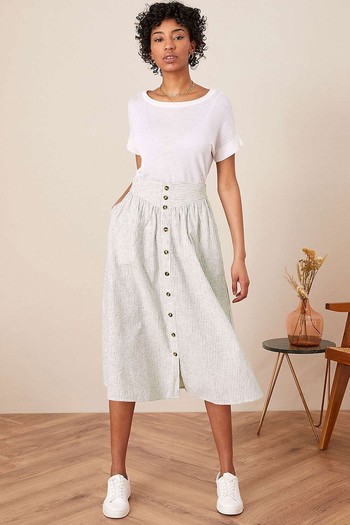 Fine Stripe Button Through Skirt from Monsoon