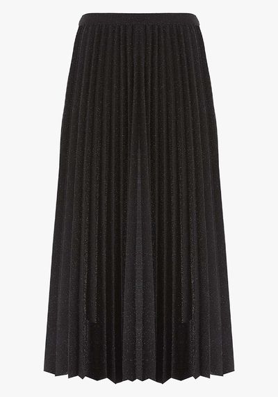 Black Sparkle Pleat Midi Skirt from Mint Velvet