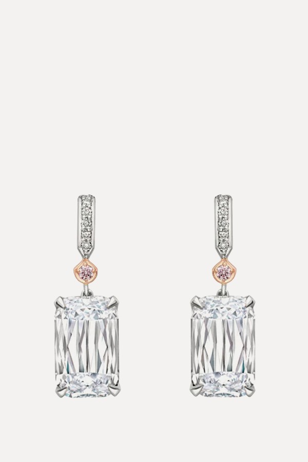 Ashoka White & Pink Diamond Drop Earrings