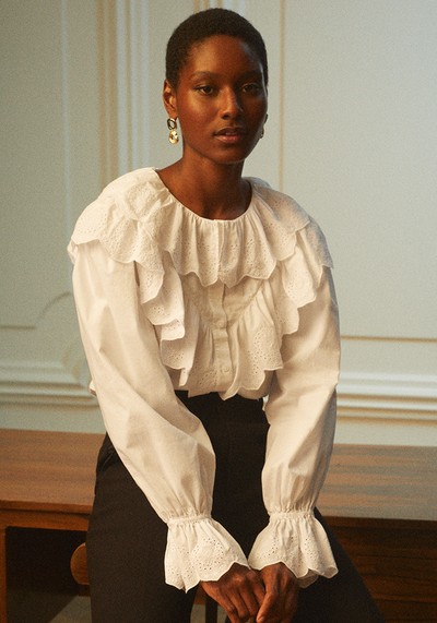 Relaxed Embroidered Ruffle Button Up Blouse, £75 | & Other Stories