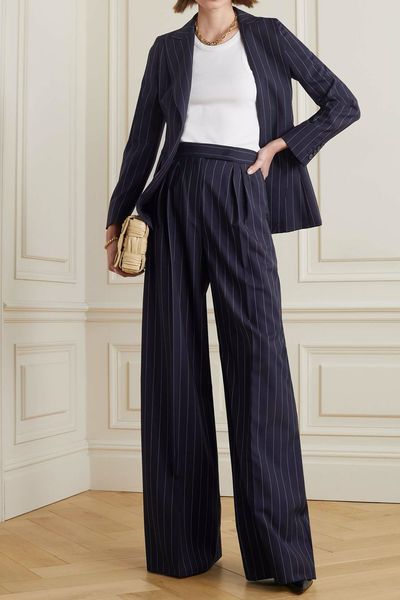 Xavier Pinstriped Wool Wide-Leg Pants from Max Mara