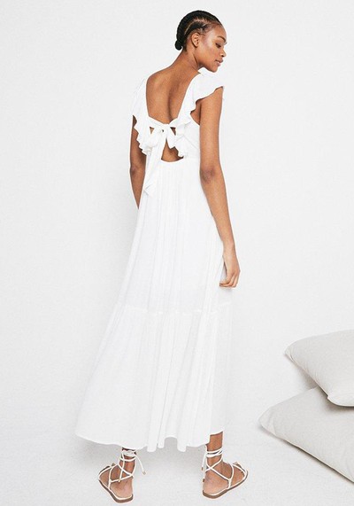 Frill Detail Cheesecloth Maxi Dress