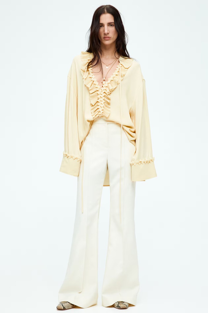 Flared Crease-Leg Trousers