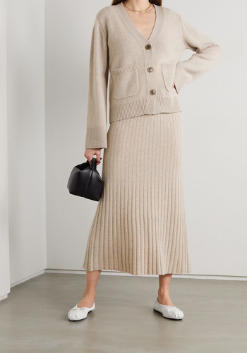 Celine Ribbed Cashmere Midi Skirt from Lisa Yang