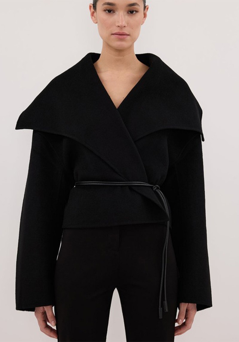 Lucia Cropped Wool Blend Trench Coat