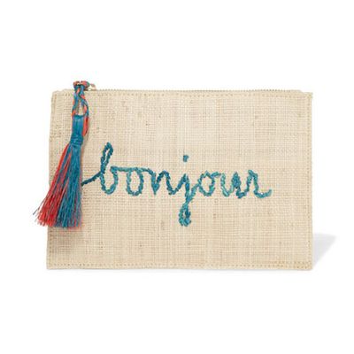 Embroidered Woven Straw Pouch from Kayu