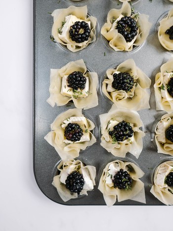 Blackberry, Brie & Thyme Filo Miniature Tarts, Alexandra Dudley