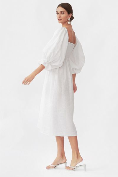 Atlanta Linen Dress in White