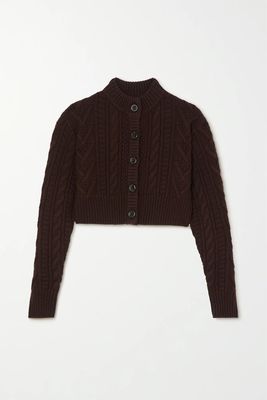 Aleph Cropped Cable-Knit Wool-Blend Cardigan from Emilia Wickstead