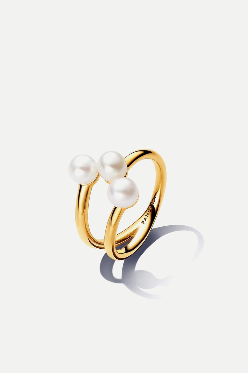 Treated Freshwater Cultured Pearl Open Ring