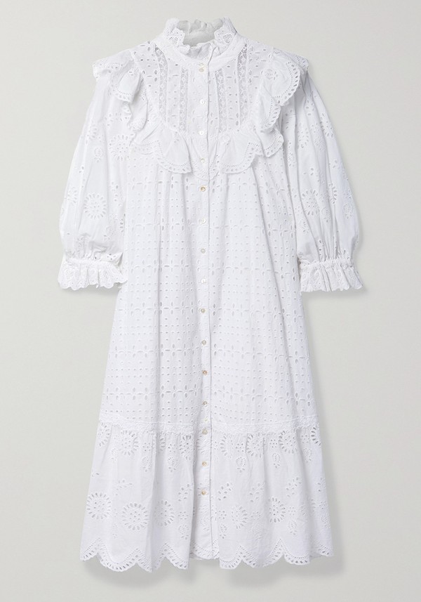 Elspeth Scalloped Broderie Anglaise Shirt Dress from LoveShackFancy