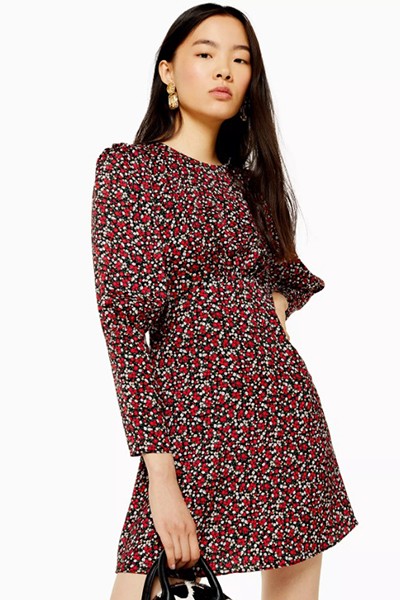 Printed Long Sleeve Mini Dress