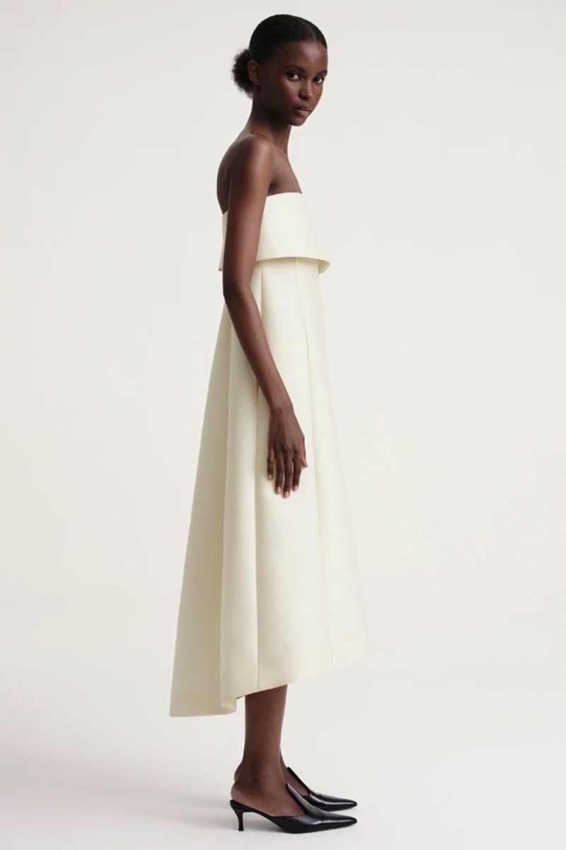 Rent Strapless Dupioni Midi Dress from Totême