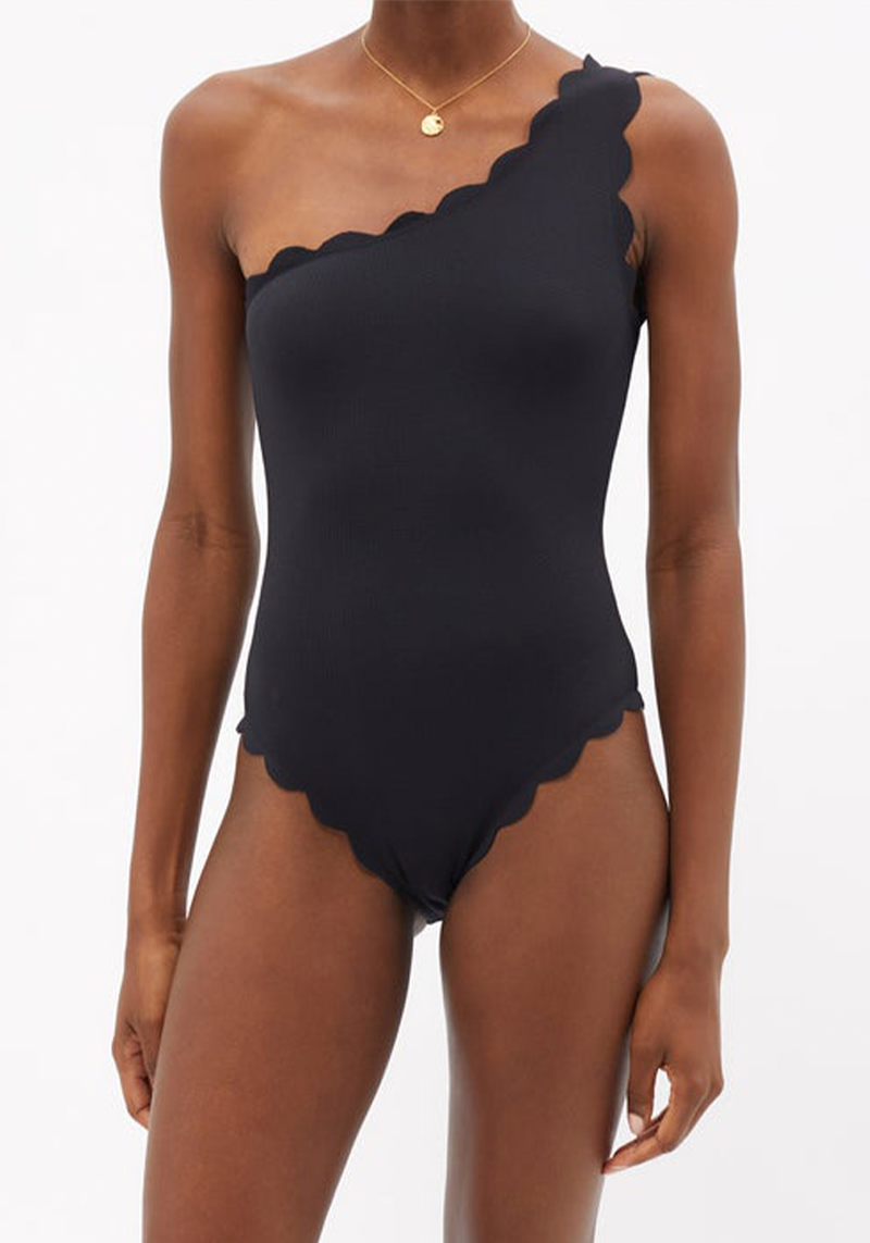 Santa Barbara Scalloped One-Shoulder Swimsuit from Marysia