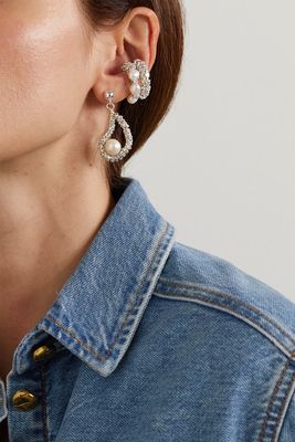 Set Of Two Silver-Plated, Crystal & Pearl Ear Cuffs, £110 | Pearl Octopuss.y