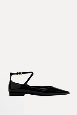 Leather Ballet Flats With Buckled Strap  from Massimo Dutti