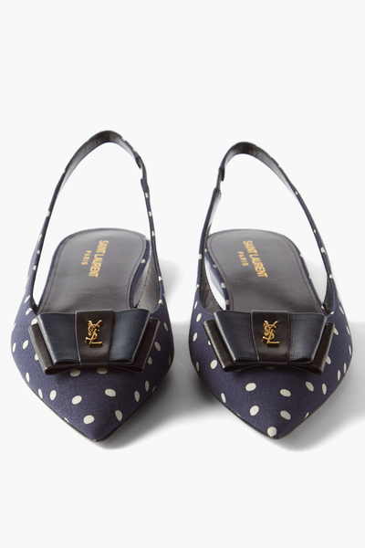 Anais Polka-Dot Print Slingback Flats from Saint Laurent