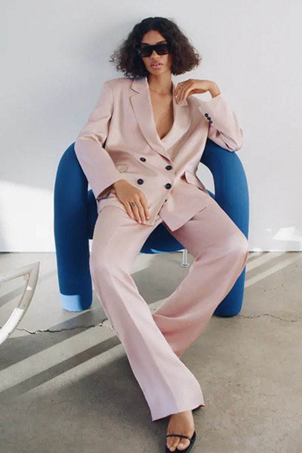 Satin-Finish Palazzo Trousers