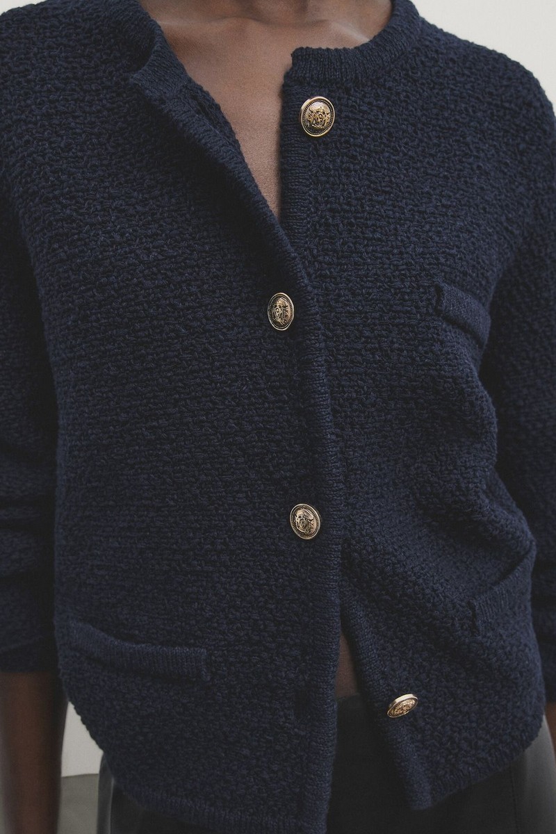  Textured Knit Cardigan With Pockets, £119 | Massimo Dutti