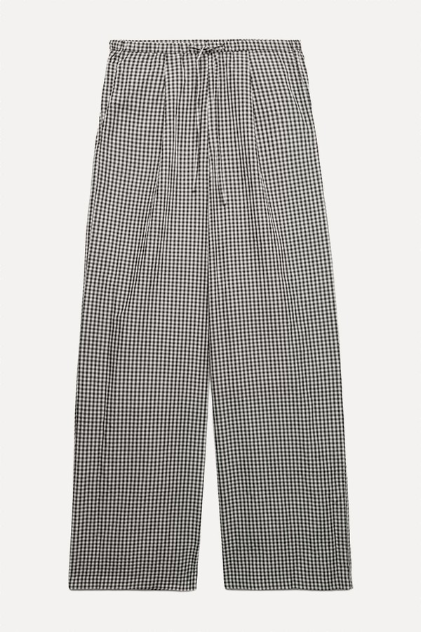Modal Blent Gingham Wide Leg Trousers from Marks & Spencer 