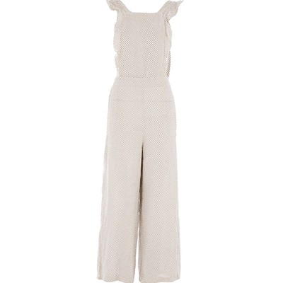 Cream Striped Jumpsuit