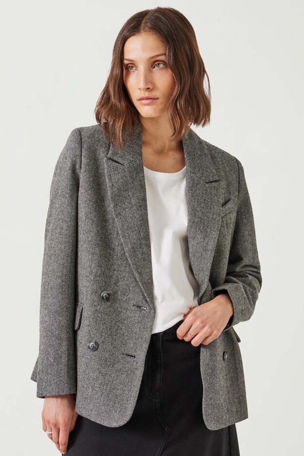 Maeve Relaxed Wool Blend Herringbone Blazer from Hush
