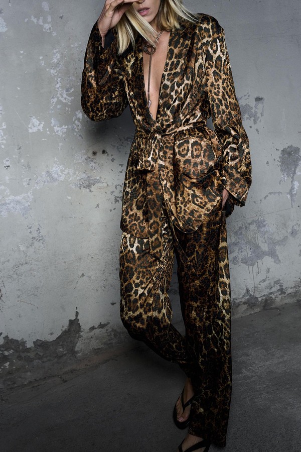 Animal Print Jacquard Trousers from Zara