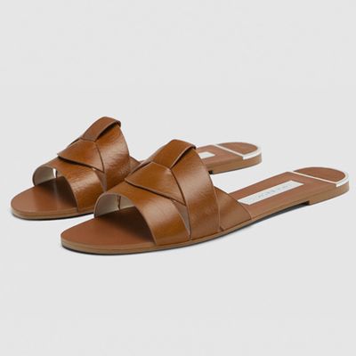 Leather Crossover Sandals from Zara