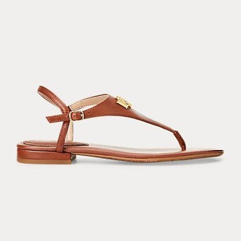 Leather Monogram Logo Flat Sandals from Ralph Lauren