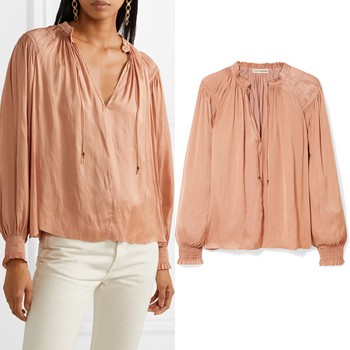 Smocked Sateen Blouse from Ulla Johnson