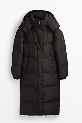 Hooded Down & Feather Puffer Jacket from Massimo Dutti