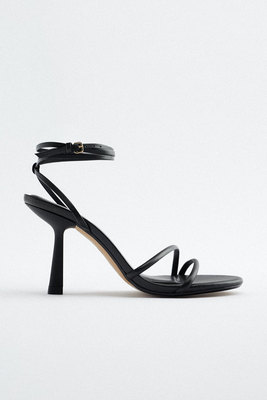 Strappy Heeled Leather Sandals from Zara
