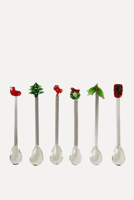 Pack Of Christmas Borosilicate Glass Dessert Spoons from Zara