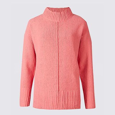 Chenille Textured Funnel Neck Jumper