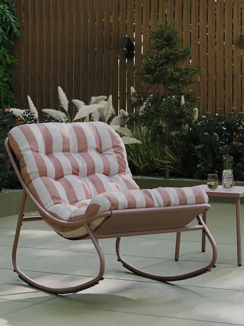 Rocking Chair With Striped Cushion