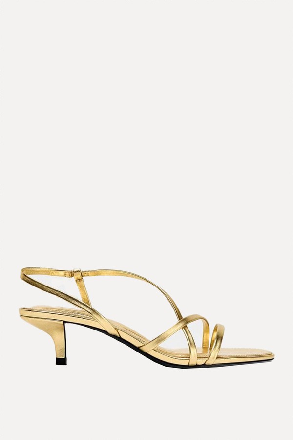 Leather Kitten Heel Sandals from Zara
