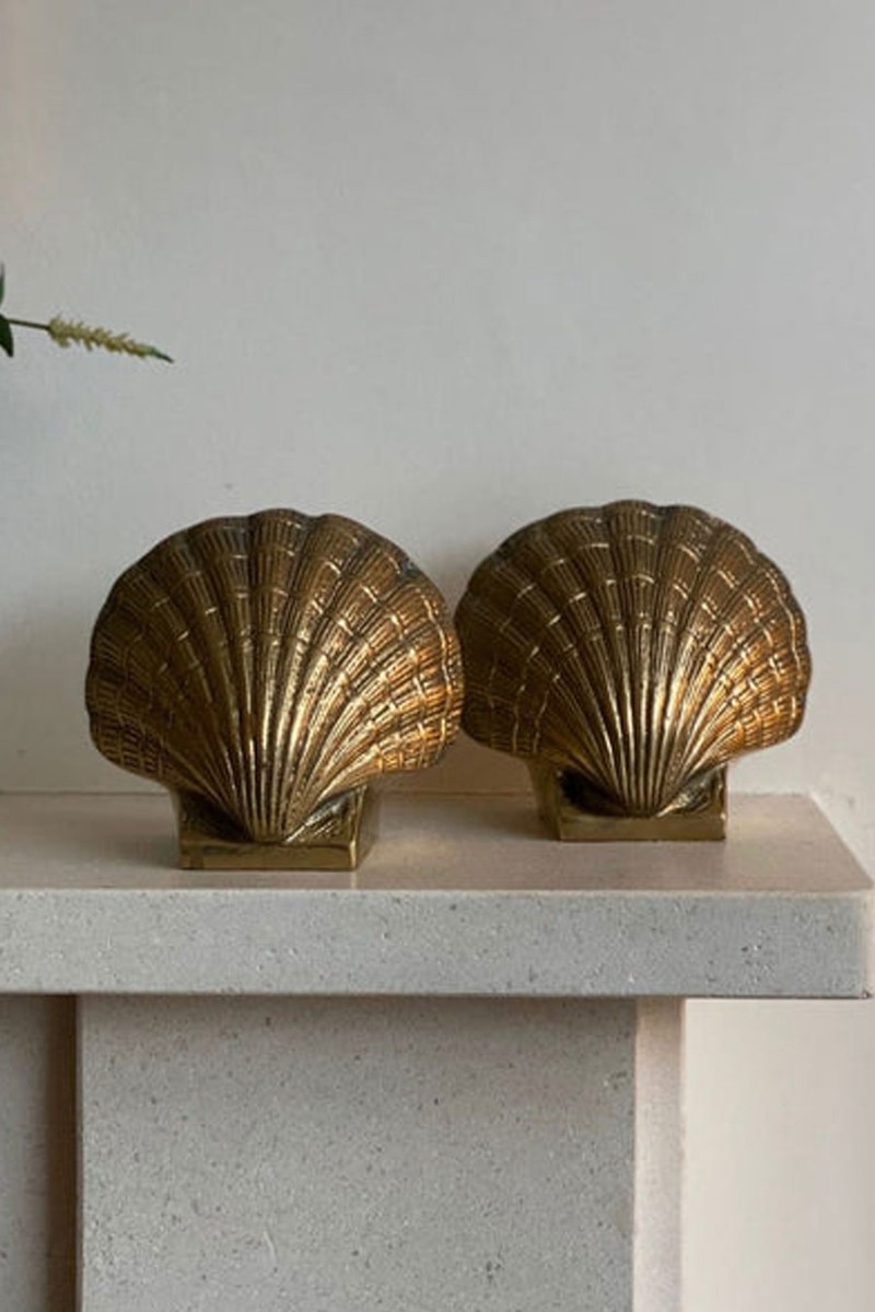 Brass Heavy Shell Bookends from Kept
