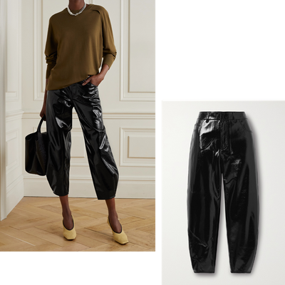 Cropped Faux Patent-Leather Tapered Pants, £375 | Tibi 