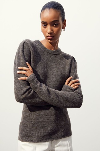 Puff-Sleeve Wool Top